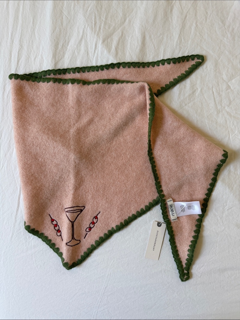 Martini icon embroidered triangle scarf